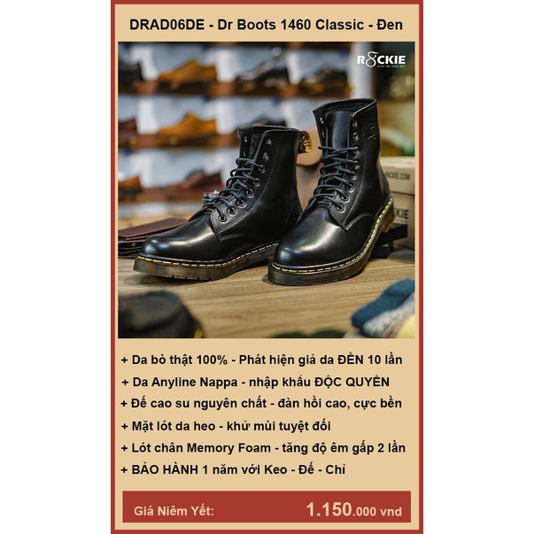 Giày boots Dr Martens 1460 da thật - Da nappa cao cấp - Đen - DRAD06 - R8ckie Official