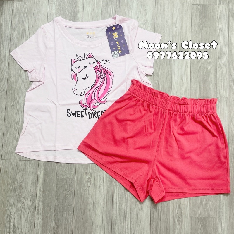 MDK- Bộ quần áo ngắn hồng size 8/9y-16/17y