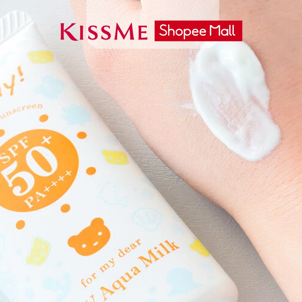 Kem chống nắng Kissme Mommy UV Aqua Milk dạng sữa dành cho da nhạy cảm như em bé SPF50 PA++++ 50G