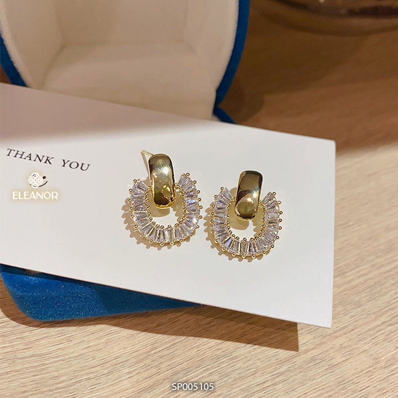 Bông tai nữ Eleanor Accessories chữ U viền đính đá phụ kiện trang sức sang chảnh độc đáo