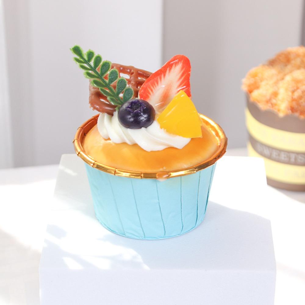Set 6 Mô Hình Bánh Cupcake Trái Cây Nhân Tạo Dùng Để Trang Trí
