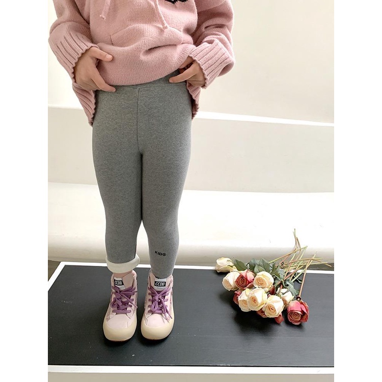 Quần legging trơn cho bé Kids lót lông QG533 sz 90-150, quần bé giá mùa đông, co giãn, ấm áp