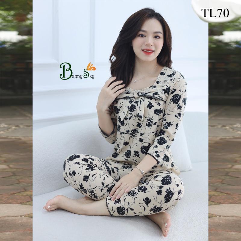 Đồ bộ mặc nhà cổ vuông thu đông siêu dễ thương thoải mái, quần  áo nữ siêu xinh