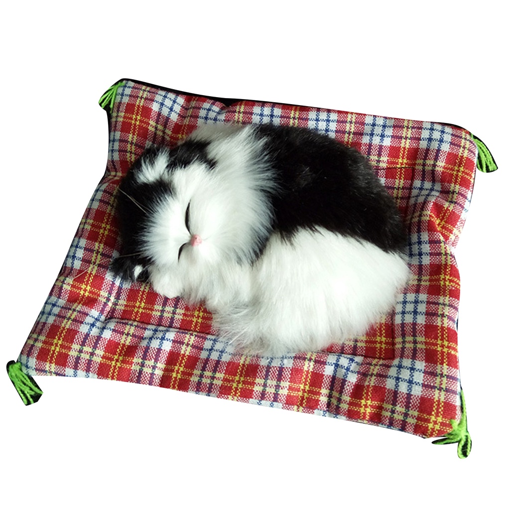 Thú nhồi bông than tre hoạt tính hình mèo con đang ngủ trang trí bảng điều khiển xe hơi Mèo Nhồi Bông Bằng Cotton Phát Ra Âm Thanh Vui Nhộn Cho Bé