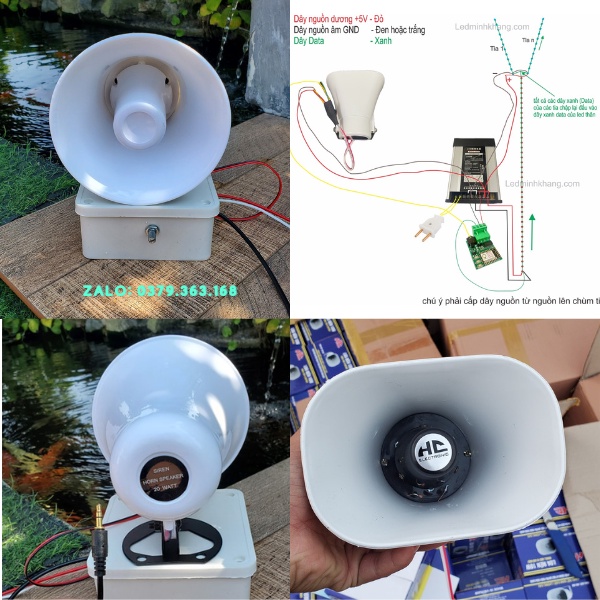 Loa nén 5V-20W làm led pháo hoa kèm amply chỉnh âm lượng