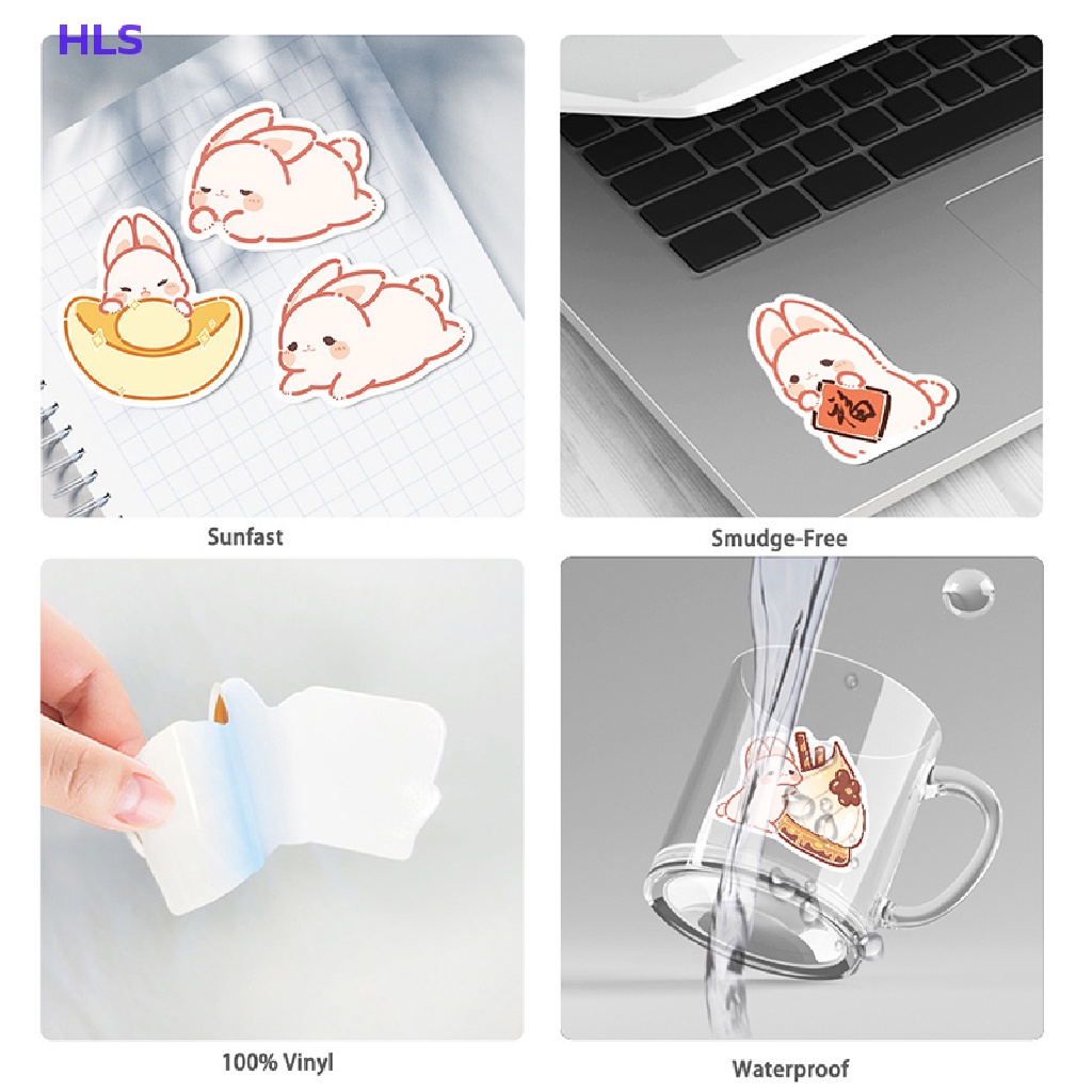 Set 50 Miếng Dán Trang Trí Hình Thỏ Hoạt Hình Nhật Bản Dễ Thương