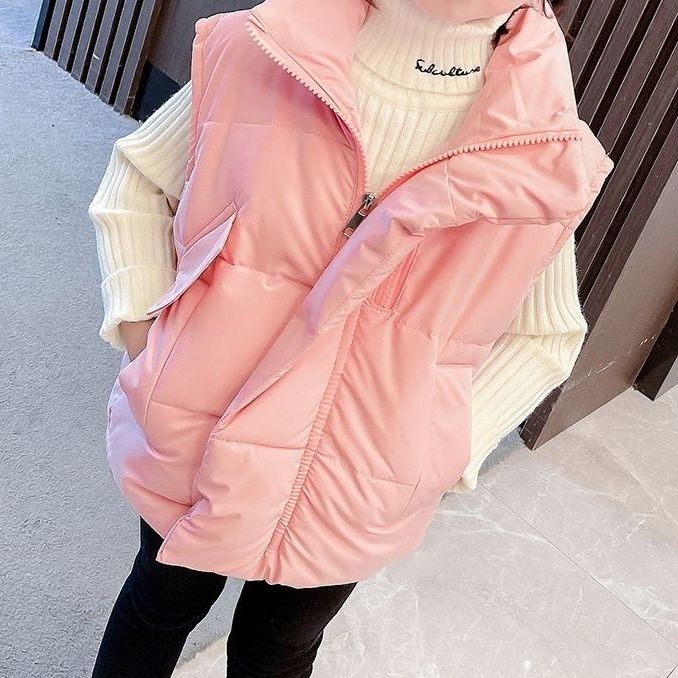 [Babycat] Hàng Có Sẵn Áo Khoác Phao Cotton Dày Không Tay Phong Cách Hàn Quốc Nhật Bản Thời Trang Thu Đông Cho Bé Gái