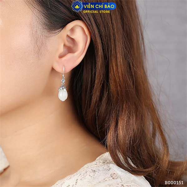 Bông tai hoa ngọ c lan chất liệu bạc Thái 925 thời trang phụ kiện trang sức nữ Viễn Chí Bảo B000151
