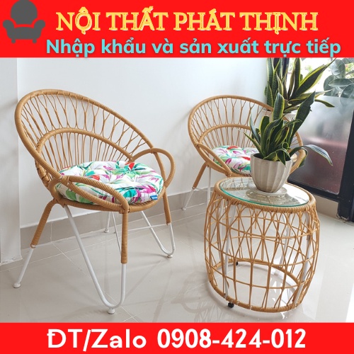 Bàn ghế xích đu treo ban công , cafe sân vườn , decor phòng giả mây