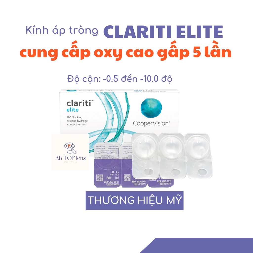 Kính áp tròng trong dùng 1 tháng Clariti Elite chuyên dành cho người khô mắt [1 cặp]
