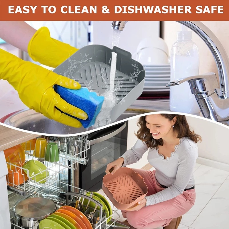 Khay Nướng Trái Cây Rau Củ Quả Hình Vuông Bằng Silicone Chịu Nhiệt Không Dính Kèm Tay Cầm Thiết Thực Dành Cho Nhà Bếp