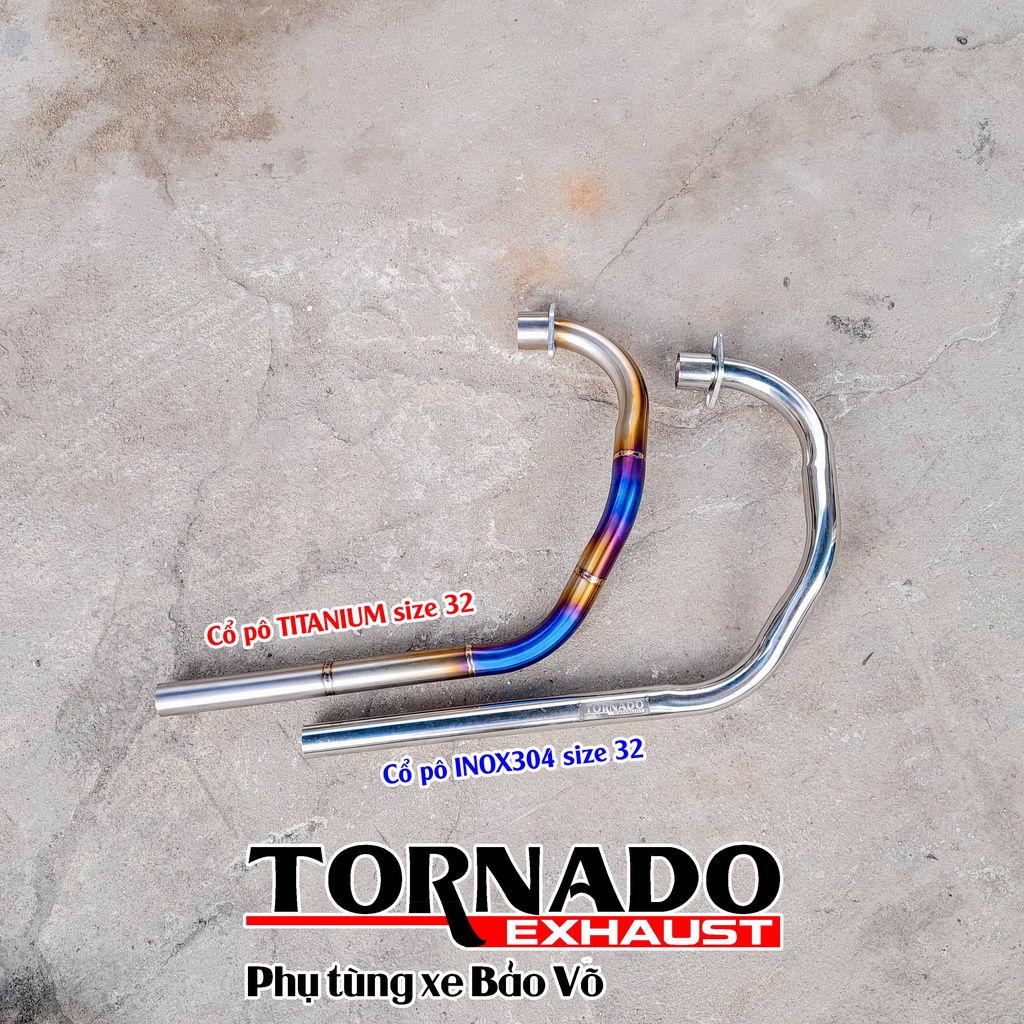 Cổ pô Kawasaki w175 chất liệu TITAN VÀ INOX 304 thương hiệu TORNADO