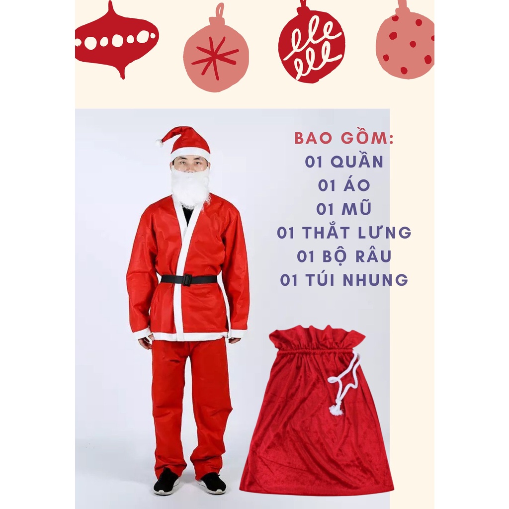 Bộ Quần Áo Ông Già Noel Vải Nỉ