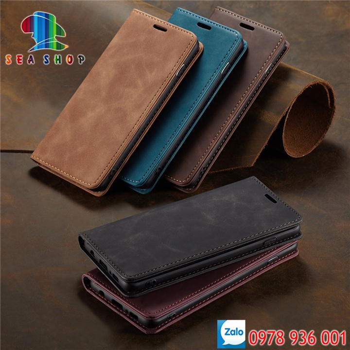 Bao da iPhone 12 Mini, 12 Pro Max Cao cấp - Thiết kế dạng ví sang trọng -Phong cách Da lộn - Có ngăn cài thẻ - tiên mặt