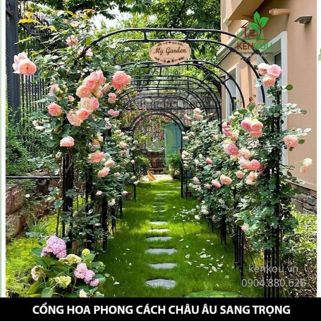 Cổng vòm hoa leo DAIM Nhật Bản - KENKOU - lõi thép bọc nhựa làm khung giàn cho hoa leo