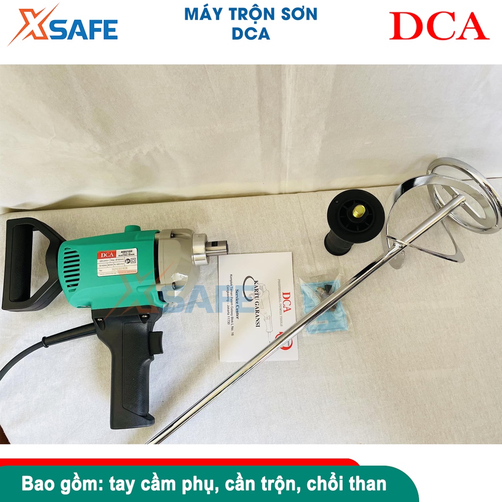 Máy trộn sơn DCA AQU160B công suất 900w, đường kính trộn 160mm, tốc độ không tải 680v/phút, cốt M12 - chính hãng