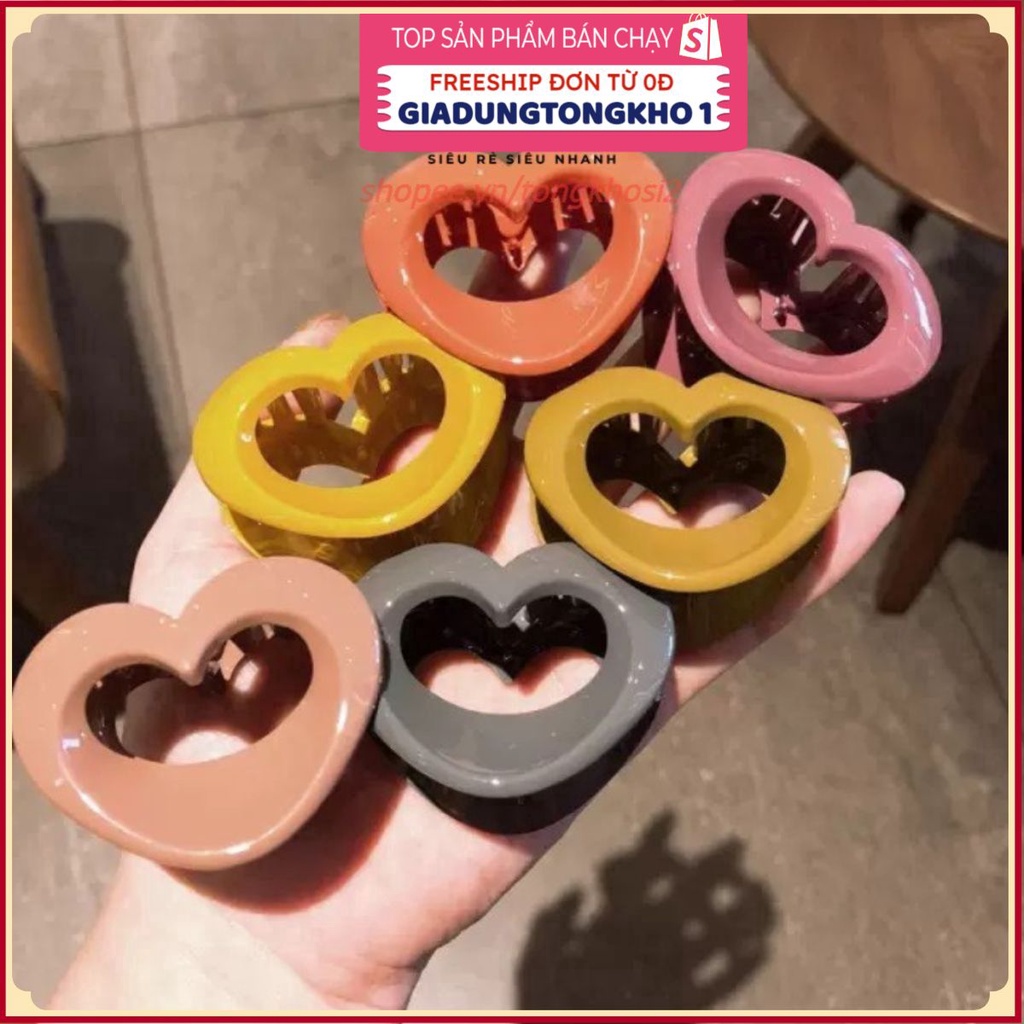 (Bán Buôn Sỉ) Kẹp tóc càng cua hình tròn và trái tim bằng nhựa cho nữ cực xinh T2