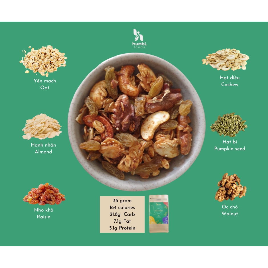 Verde Vegan - Ngũ cốc chuẩn vị Anh Humbl. Foods (giảm cân, ăn kiêng, eat clean)