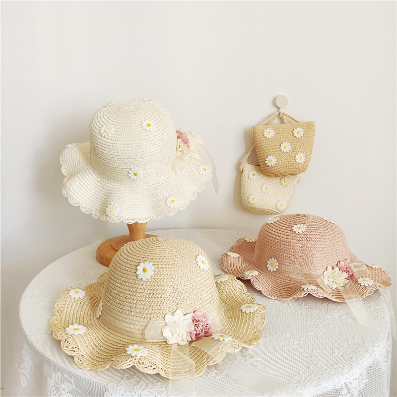 Mũ Cói Rộng Vành Thiết Kế Dễ Thương Thời Trang Đi Biển Mùa Hè Cho Bé Gái