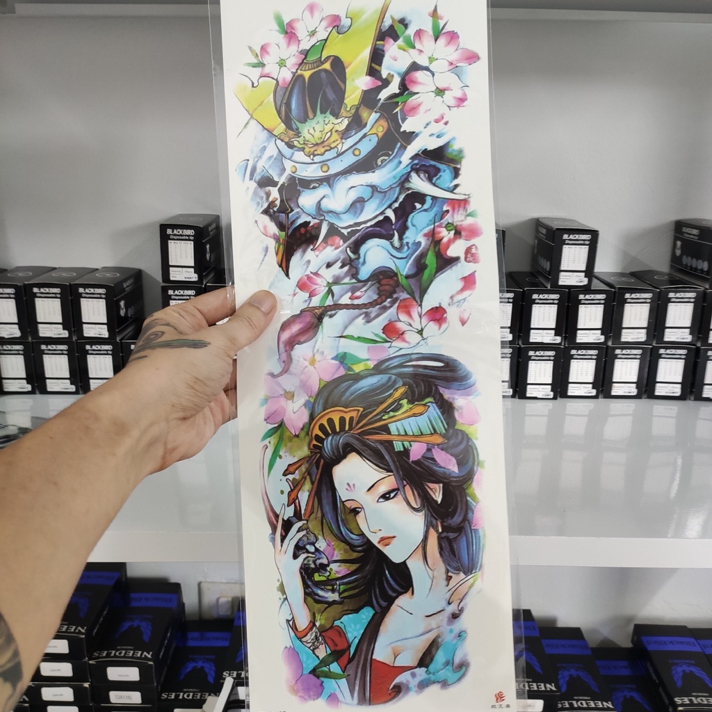 Hình Xăm Dán Full cánh Tay , Nửa Lưng Chống Nước size 170x480mm