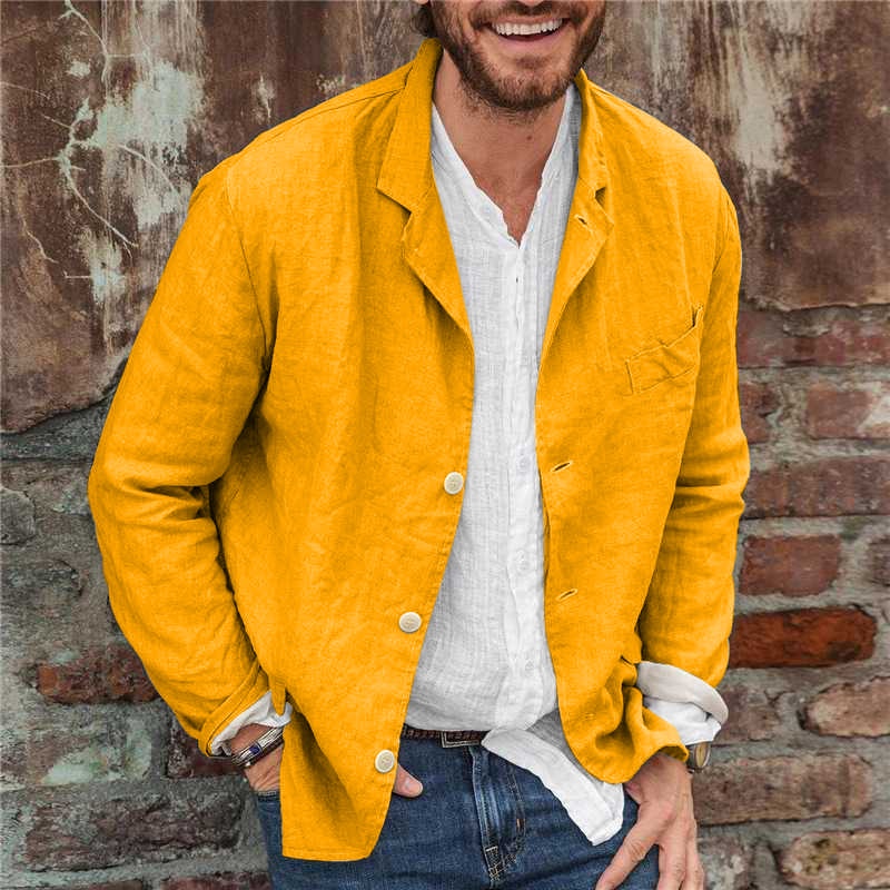 Áo Khoác Blazer Cotton Linen Dáng Rộng Phong Cách Âu Mỹ Thời Trang Xuân Thu Năm 2021 Cho Nam