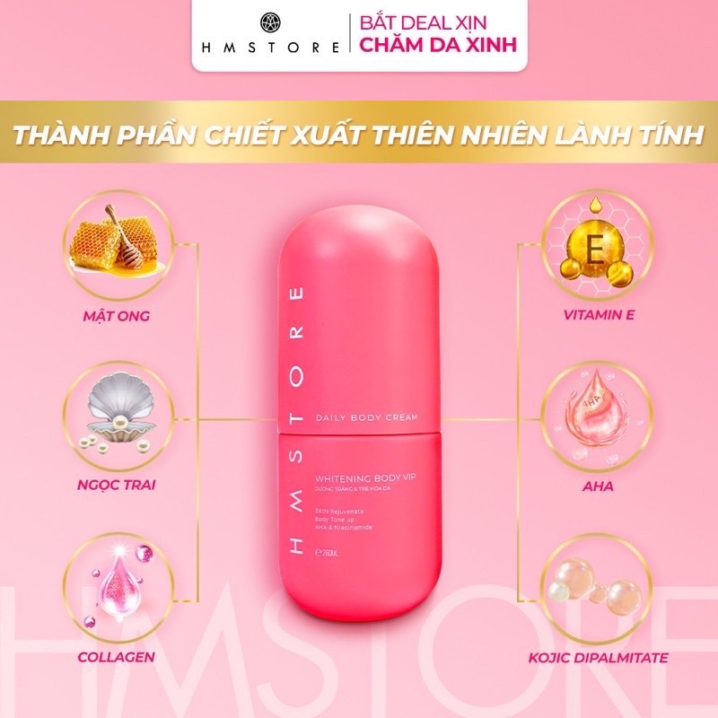 BODY VIP MẪU MỚI TẶNG KÈM KÍCH TRẮNG 20G HM STORE