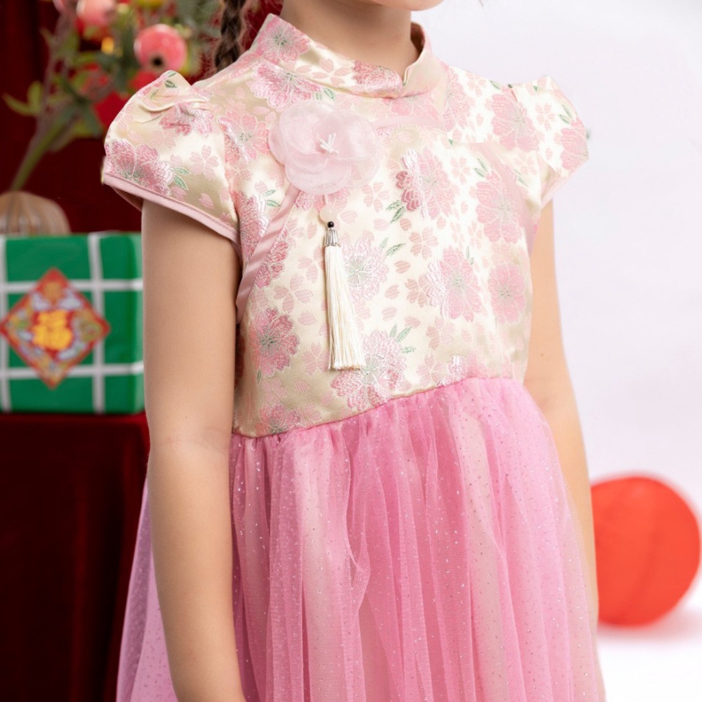 Sườn xám bé gái Oli River, June With Love 10-30kg đầm sườn xám cho bé gái mặc tết