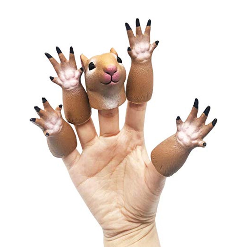 Handi Squirrel Finger Hand Puppet Novelty Toys Finger Doll Props Animal Finger Puppet Gift for Kids