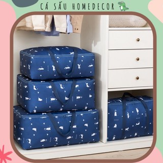 Set 3 túi đựng quần áo chăn màn chống thấm nước họa tiết dễ thương gấp gọn du lịch công tác