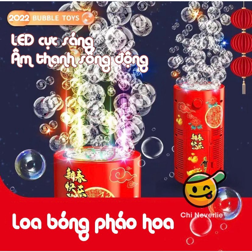 Loa bắn bong bóng pháo hoa, máy bắn bong bóng pháo hoa có nhạc, có LED cực sáng đón Tết 2023