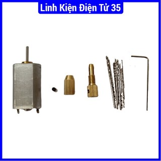 Combo máy khoan mini 5V Siêu Khỏe V1(  1 motor mini 132, 1 đầu kẹp 2015, mũi  khoan)