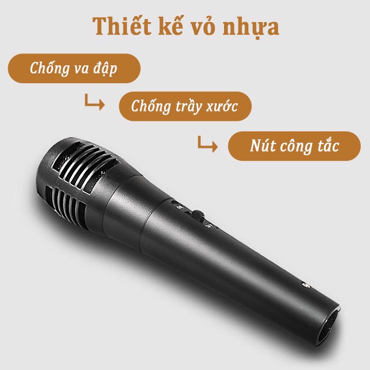 Micro karaoke có dây tương thích mọi loại loa kết nối jack 6.5mm và 3.5mm