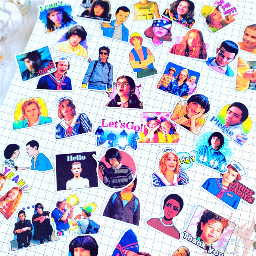 Set 60 Món Đồ Chơi Chất Lượng Cao ★★★ Sticker Dán Trang Trí Nhật Ký Hình Stranger Things Q-4 ★★★ Sticker Dán Trang Trí Album Thời Trang DIY Kích Thước 2~3cm