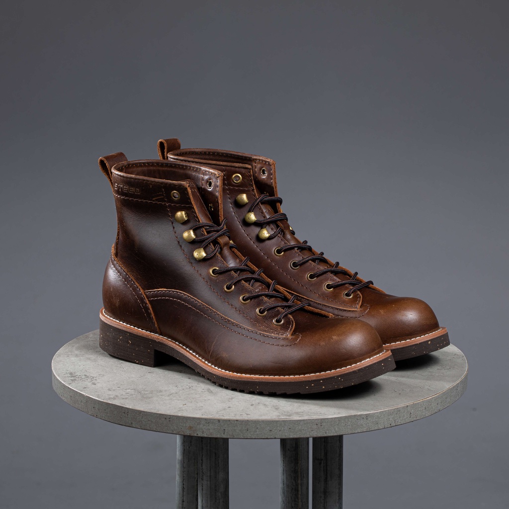 Giày boot nam da bò sáp cao cấp cổ cao . LINEMAN VER II PULLUP- STEELER , đế khâu , phong cách workwear