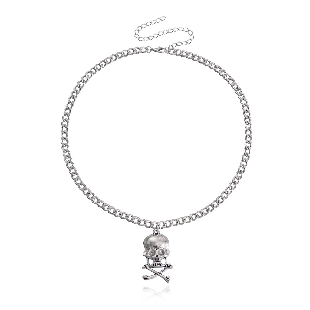 Vòng cổ Mặt Đầu Lâu Bằng Thép Không Gỉ Màu Sắc Phong Cách Hip Hop Cho Nữ