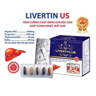 Viên Uống Bổ Gan Livertin Us - Có Arginin, Cà Gai Leo Giúp Hạ Men Gan, Giải Độc Gan, Bảo Vệ Gan - Hộp 60 Viên