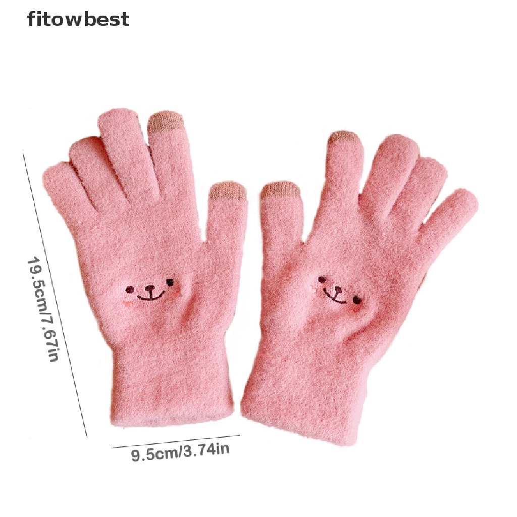 1 Đôi Găng Tay Giữ Ấm Mùa Đông Thiết Kế Mặt Cười Hoạt Hình Dễ Thương Có Thể Chạm Cảm Ứng