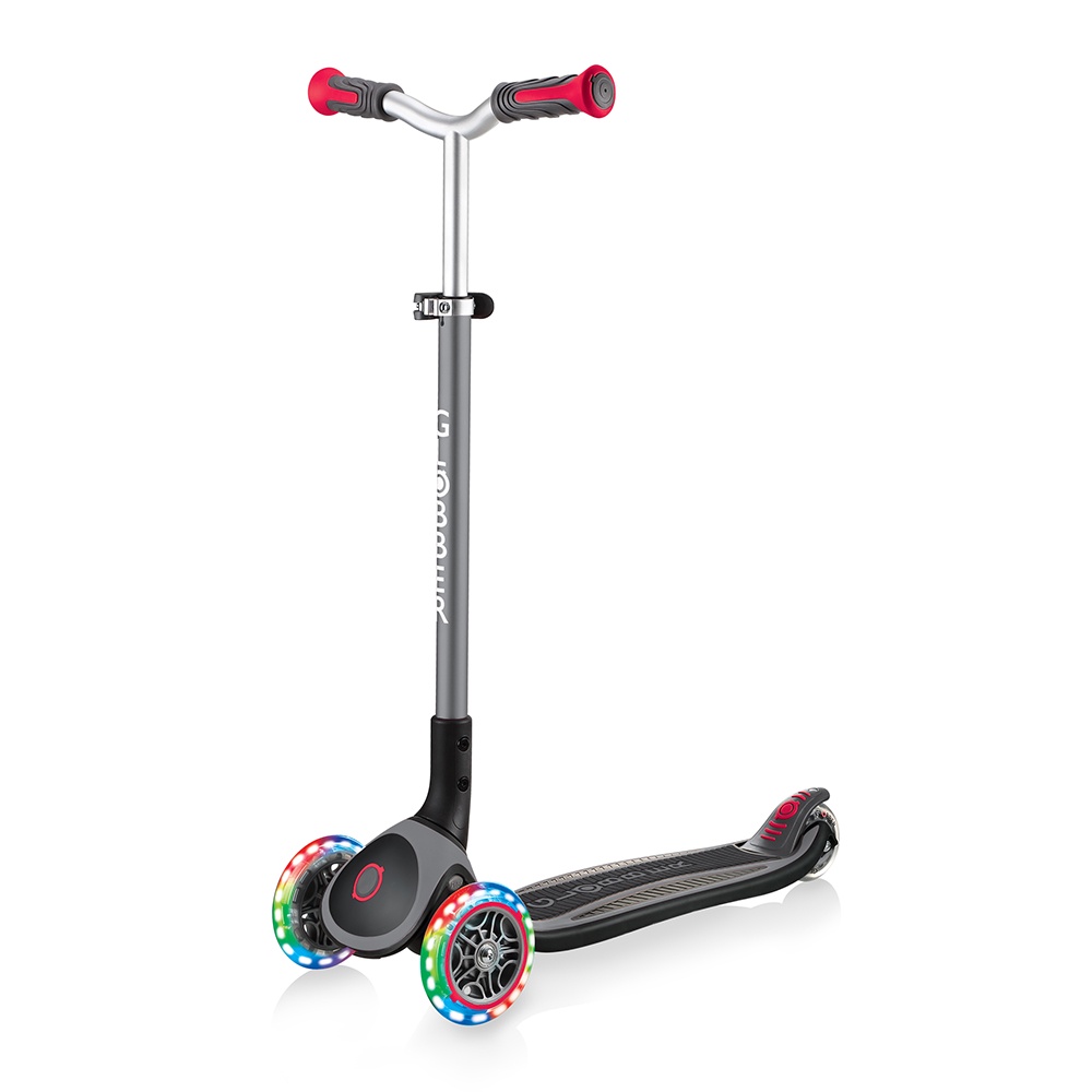 Xe Trượt Scooter 3 Bánh Gấp Gọn Có Bánh Xe Phát Sáng Globber Master Cho Trẻ Em Từ 4 Đến 14 Tuổi - Đen/Đỏ