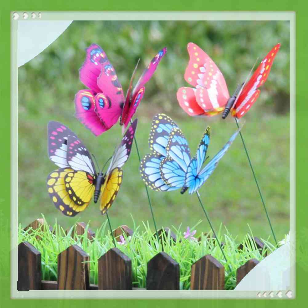 4 Con Bướm Bằng Nhựa PVC 7 / 12cm Trang Trí Sân Vườn