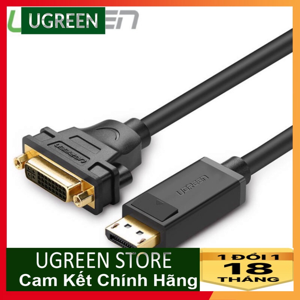 Cáp chuyển đổi DisplayPort male to DVI female  UGREEN 20405 dài 15CM màu đen Chính Hãng