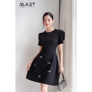Đầm tay phồng thanh lịch đơn giản Black Elegant Dress Maxy Workshop