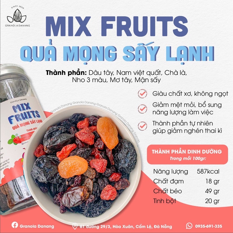 MIX FRUITS - Quả mọng sấy lạnh - Không đường - Phù hợp cho mẹ bầu