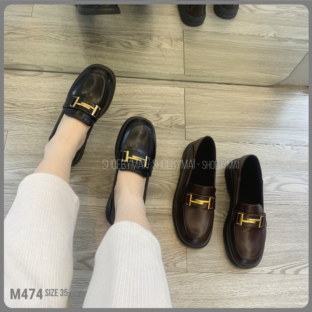 Giày moca nữ gắn họa tiết thời trang M474