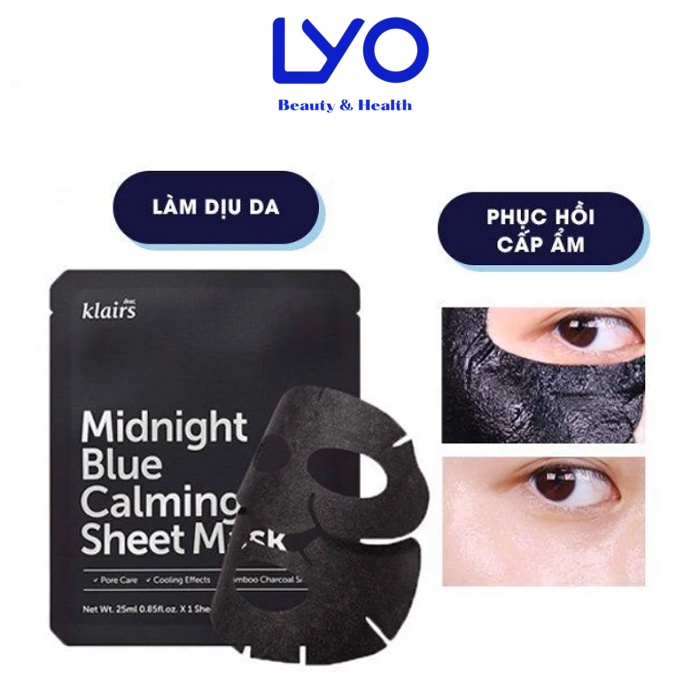 Mặt nạ cấp ẩm phục hồi da Dear Klairs Midnight Blue Calming Sheet Mask 25ml