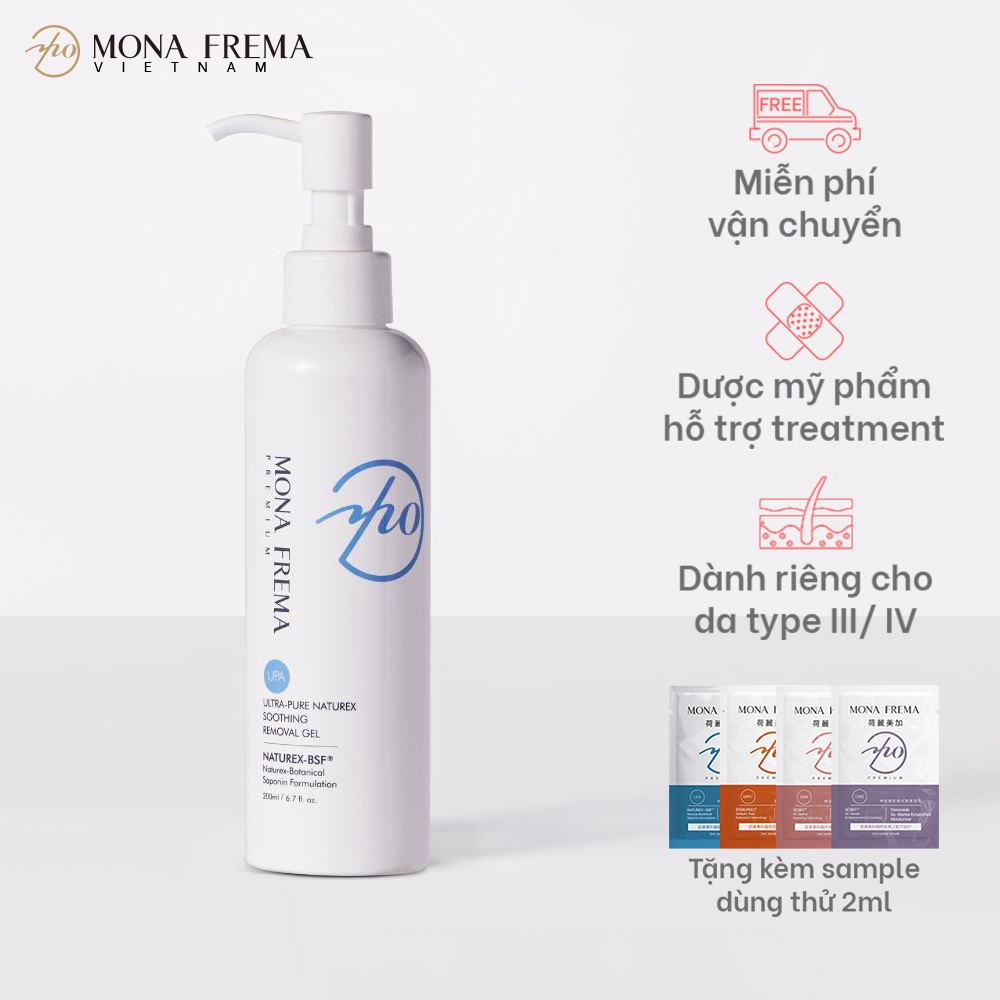 Gel Tẩy Trang Cho Da Nhạy Cảm Mona Frema UPA Ultra-pure Naturex Soothing Removal Gel 200ml