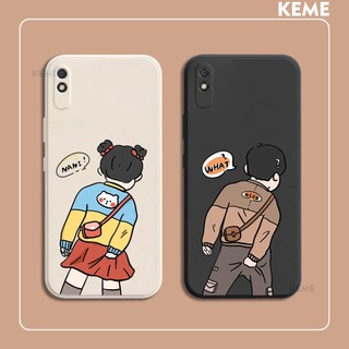 [Viền vuông][Bảo vệ camera] Ốp lưng Xiaomi Redmi 9A hình boy và girl cute
