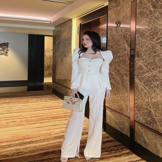 Set Áo Xốp Quần Loe Công Sở đi du lịch cafe cực đẹp CHARLA