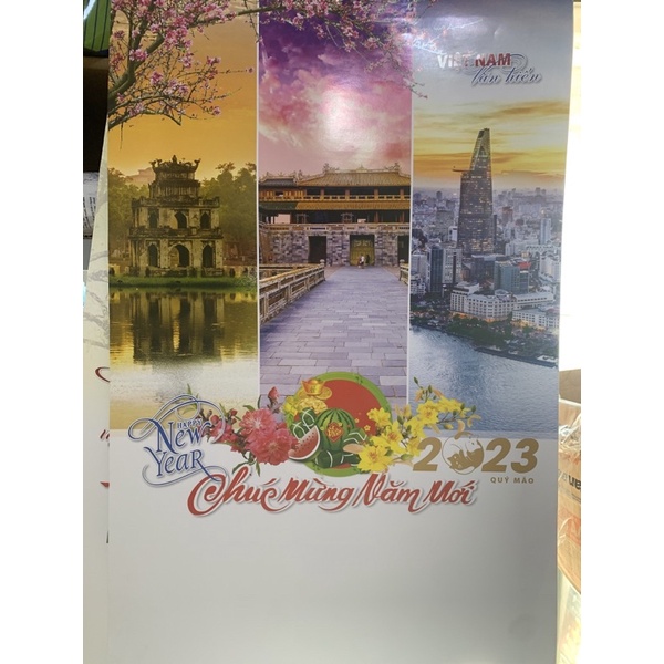 Lịch Tết  2023 treo tường lò xo đỉnh 7 tờ Quý Mão siêu đẹp, kích thước 40x60 và 36x70