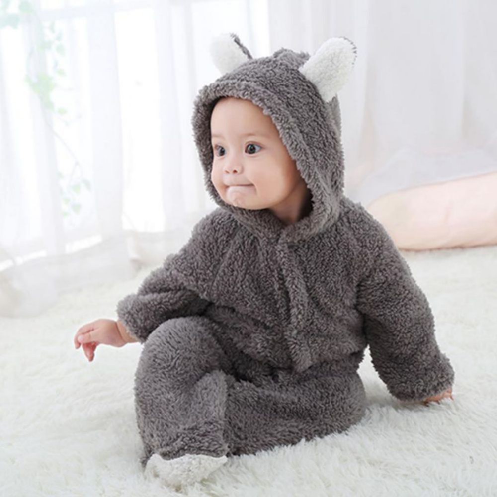 Bộ áo liền quần có nón tai gấu đáng yêu dành cho bé