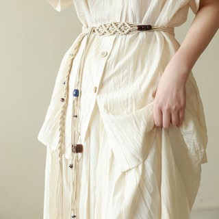 Thắt lưng bện dây cotton phối tua rua thời trang cho nữ